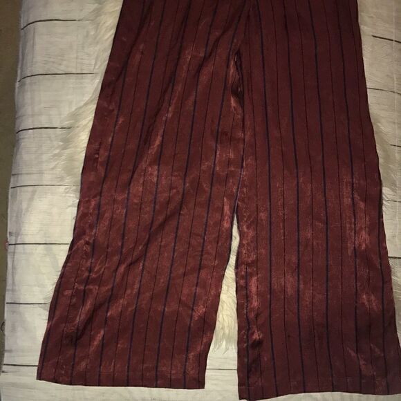 J.O.A. Wide Leg Jumpsuit in Wine Multi Surplice - Picture 4 of 12